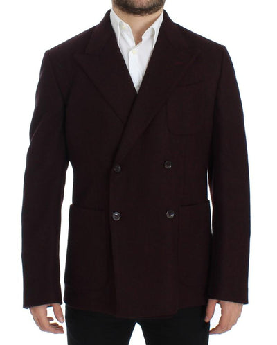 Bordeaux double breasted wool blazer