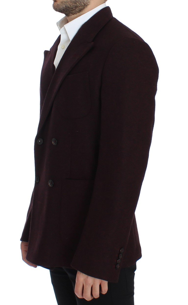 Bordeaux double breasted wool blazer