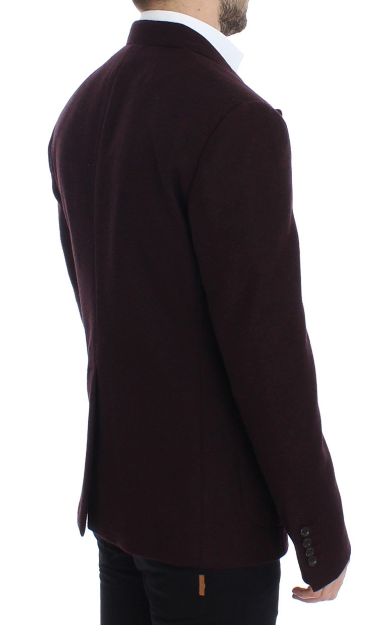 Bordeaux double breasted wool blazer