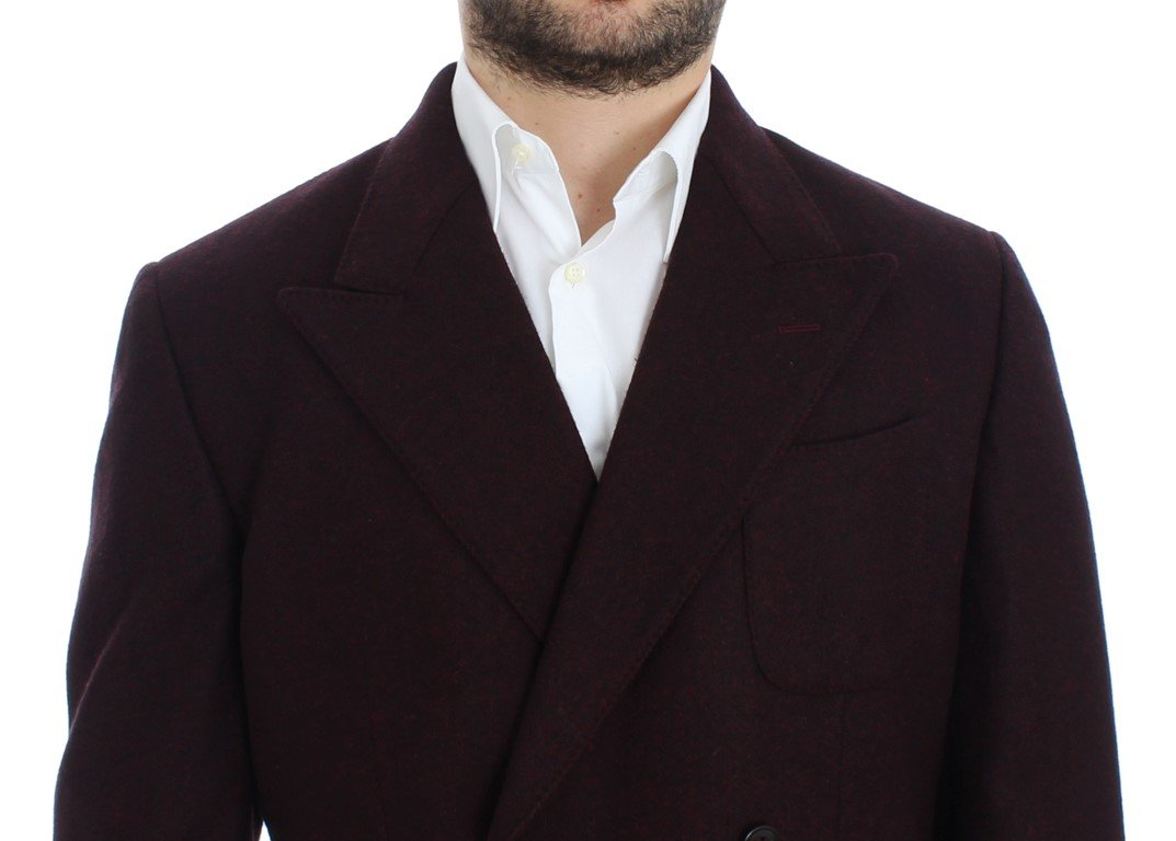 Bordeaux double breasted wool blazer