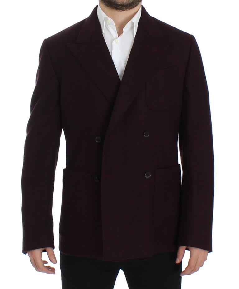 Bordeaux double breasted wool blazer
