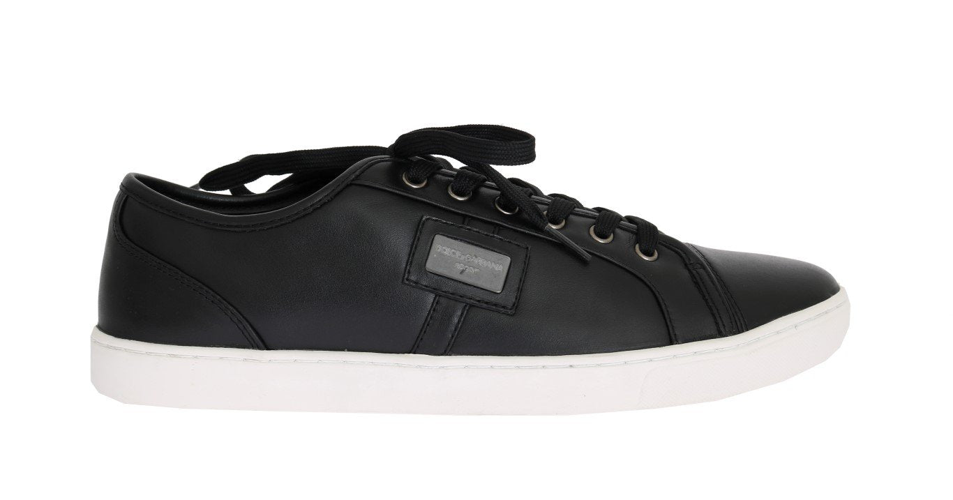 Black Leather Sport Gym Casual Sneakers