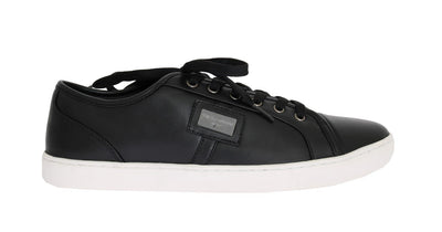 Black Leather Sport Gym Casual Sneakers