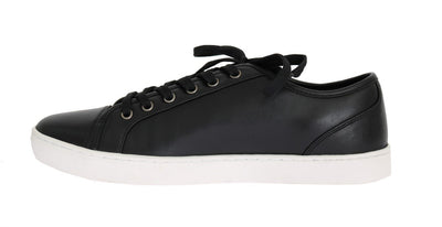 Black Leather Sport Gym Casual Sneakers