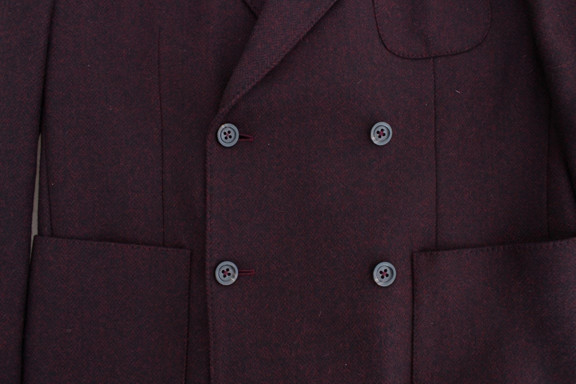 Bordeaux double breasted wool blazer