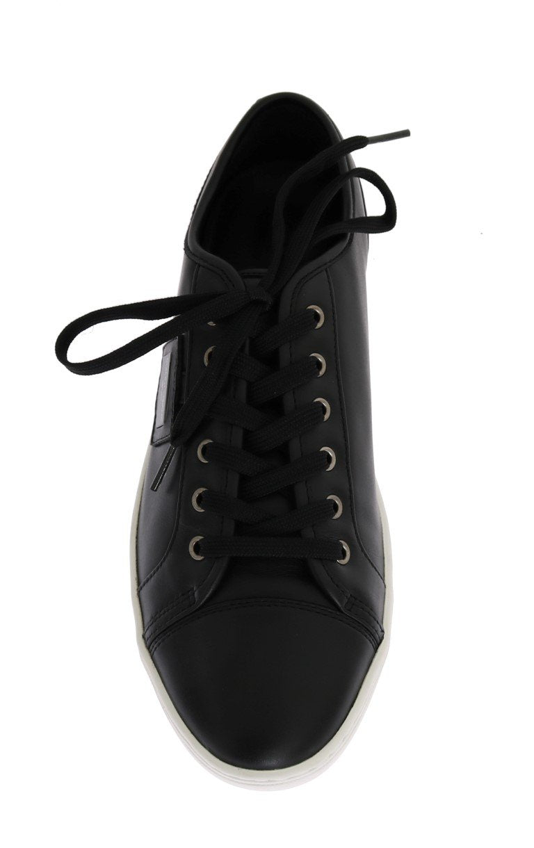 Black Leather Sport Gym Casual Sneakers