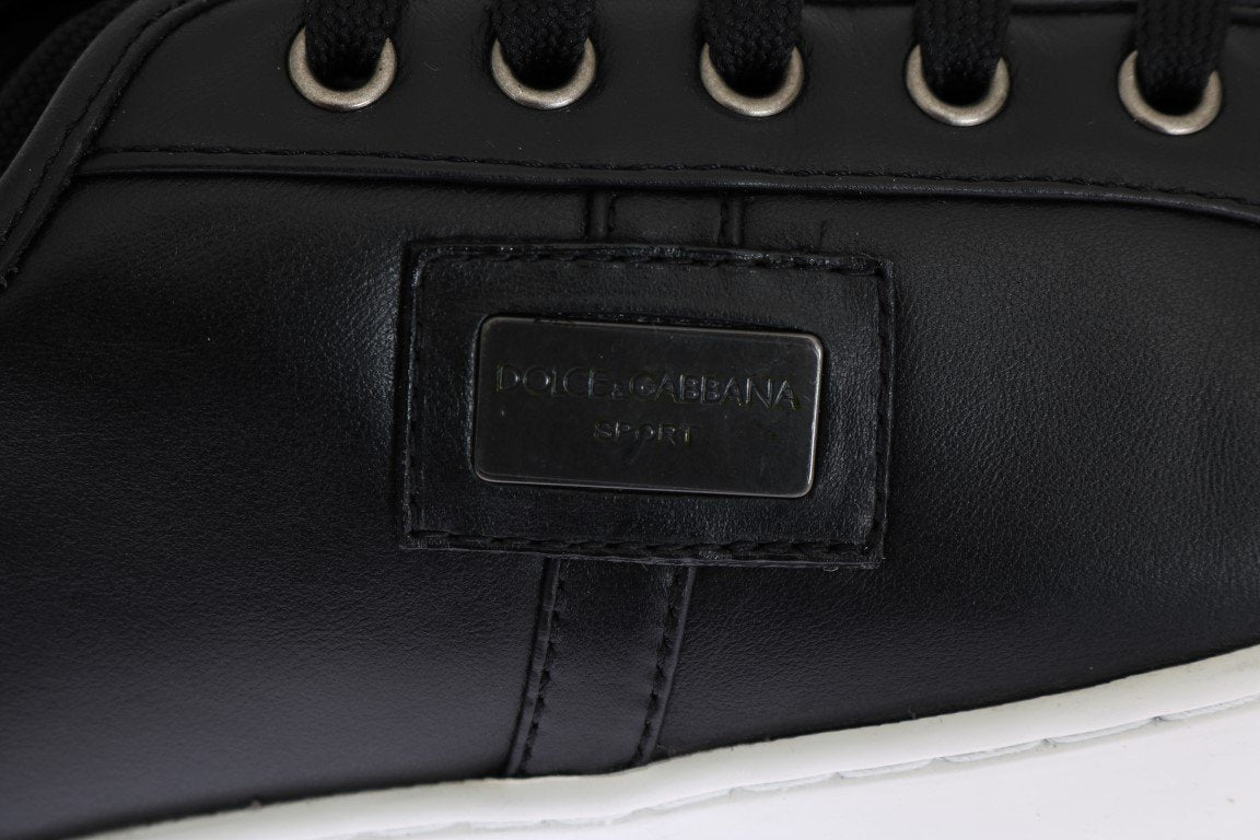 Black Leather Sport Gym Casual Sneakers