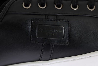 Black Leather Sport Gym Casual Sneakers