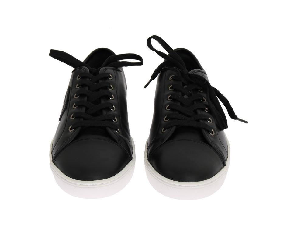 Black Leather Sport Gym Casual Sneakers