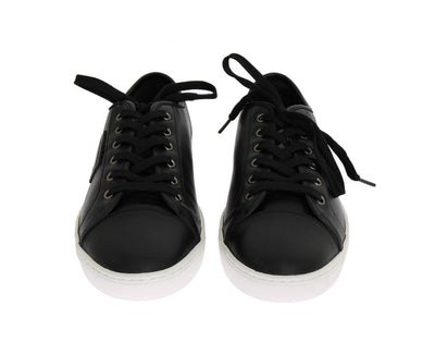 Black Leather Sport Gym Casual Sneakers