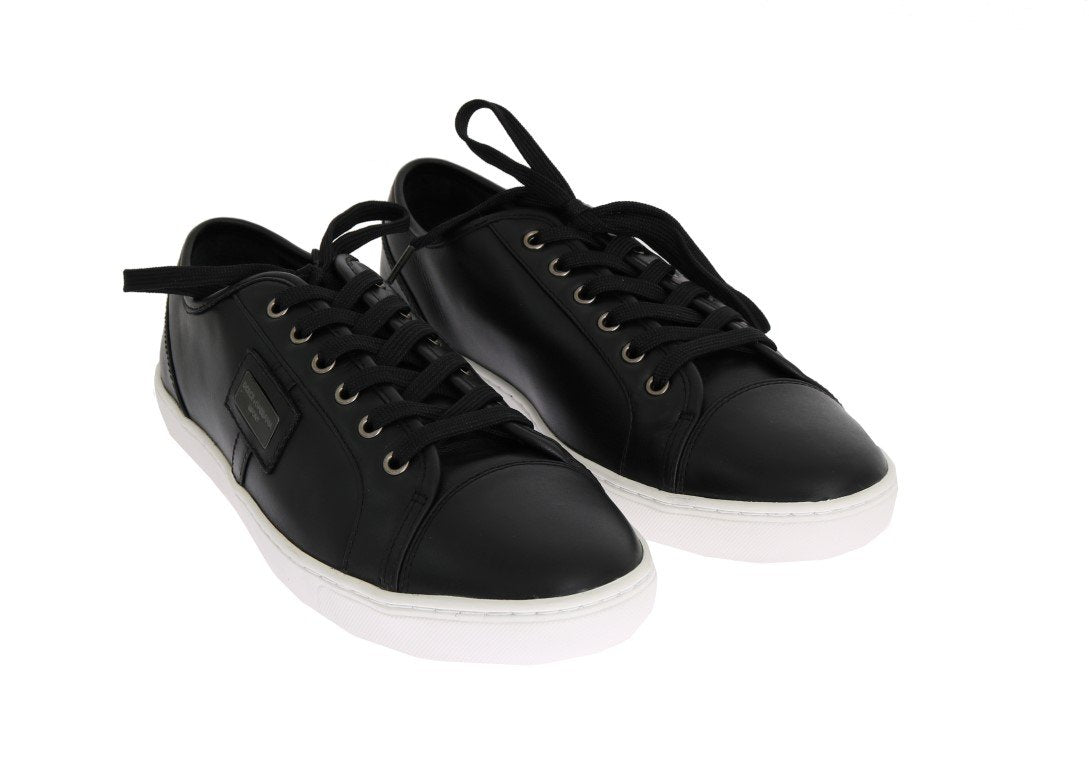 Black Leather Sport Gym Casual Sneakers