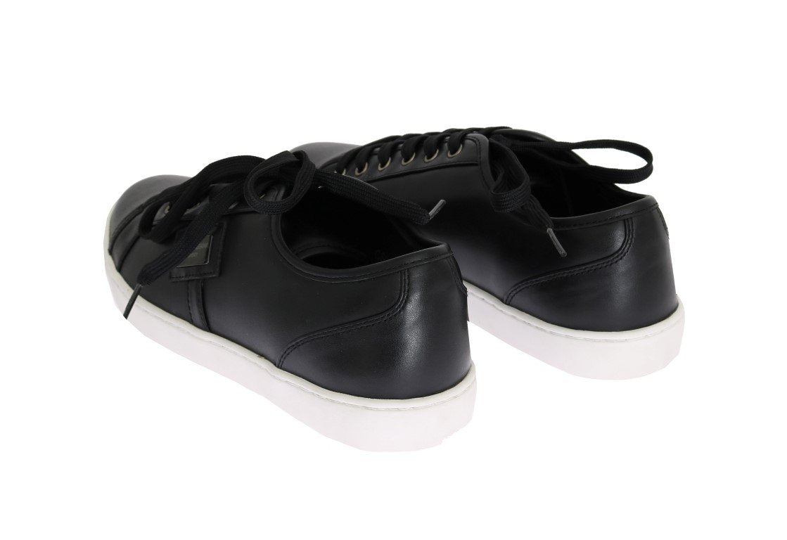 Black Leather Sport Gym Casual Sneakers