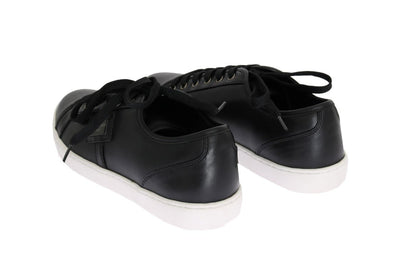 Black Leather Sport Gym Casual Sneakers