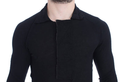 Black Fine Wool Polo-neck Sweater