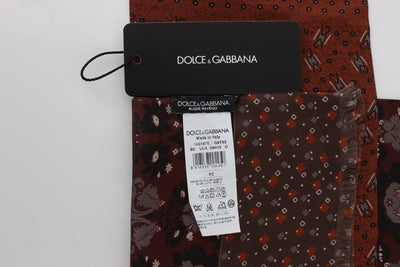 Orange Baroque Pattern Silk Scarf