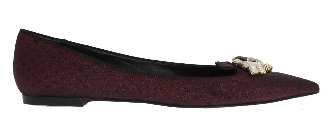 Bordeaux Loafers Crystal Floral Shoes