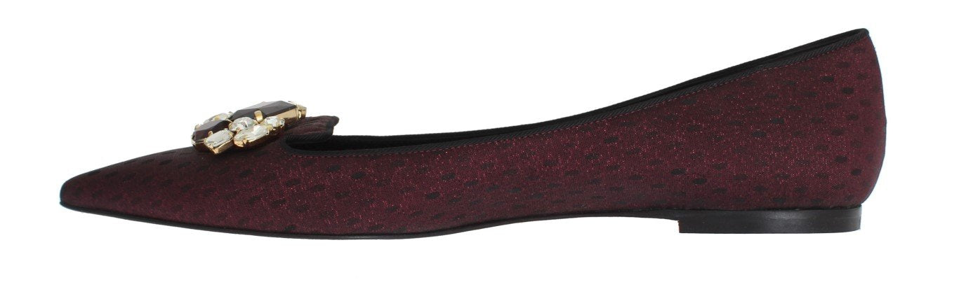 Bordeaux Loafers Crystal Floral Shoes