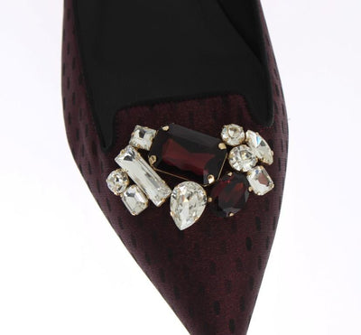 Bordeaux Loafers Crystal Floral Shoes