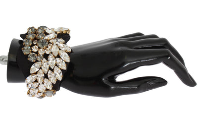 Black Silk Clear Gray Crystal Bracelet
