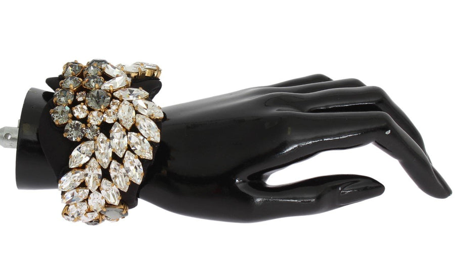 Black Silk Clear Gray Crystal Bracelet