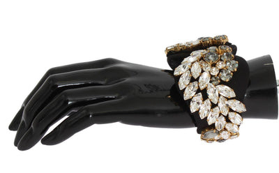 Black Silk Clear Gray Crystal Bracelet