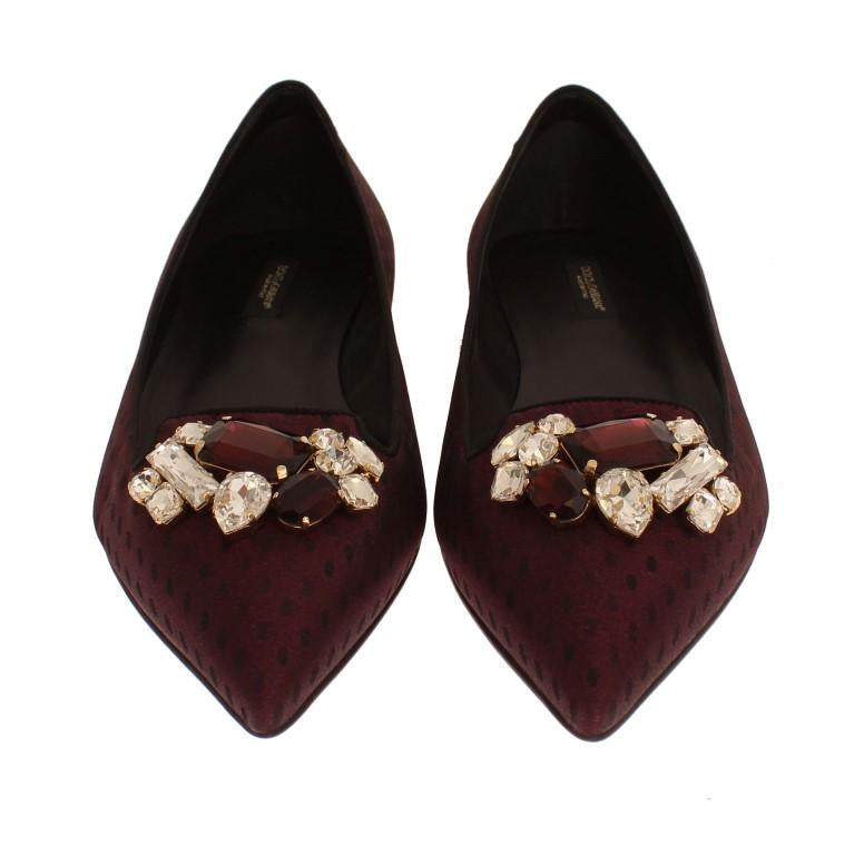 Bordeaux Loafers Crystal Floral Shoes