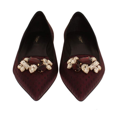 Bordeaux Loafers Crystal Floral Shoes