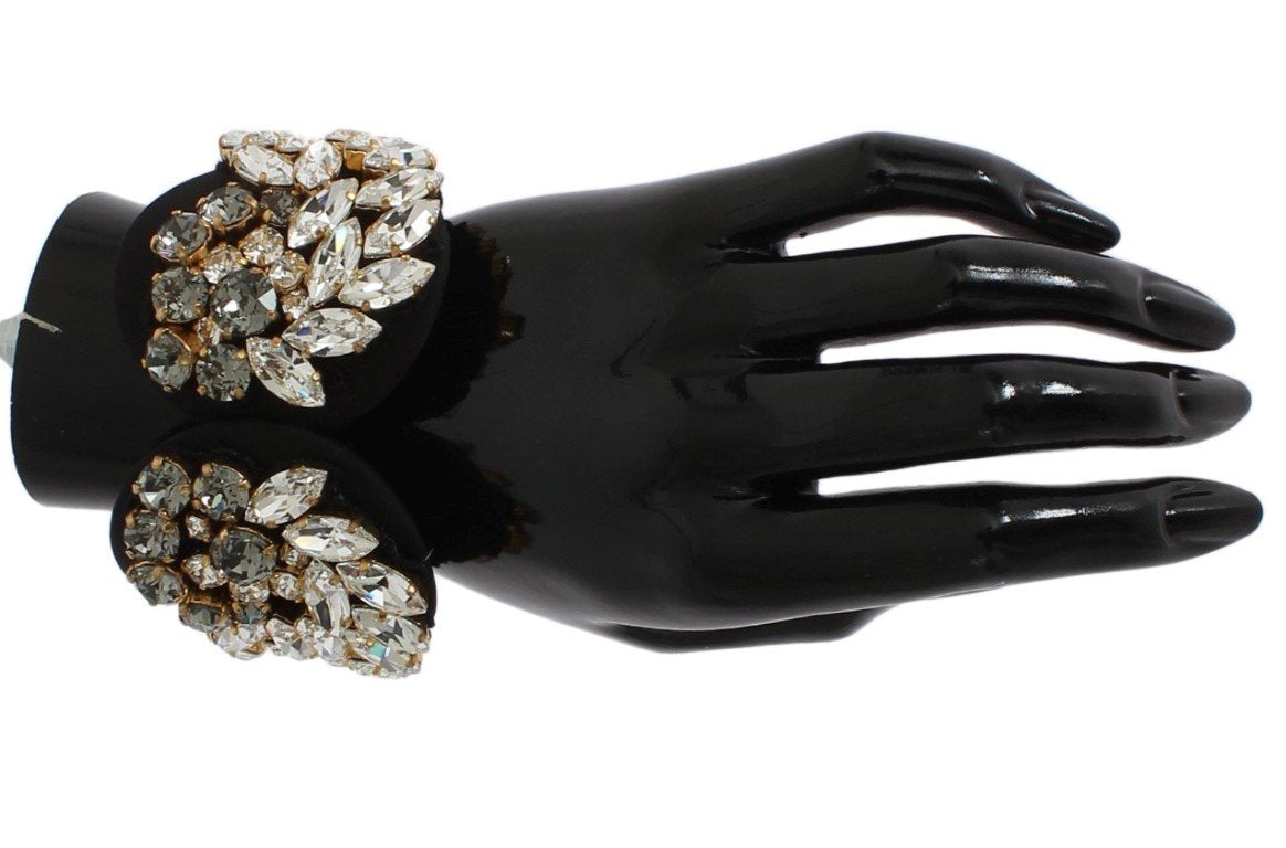 Black Silk Clear Gray Crystal Bracelet