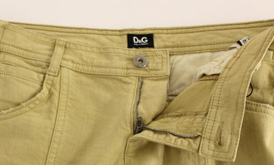Beige Cotton Cargo Cropped Pants