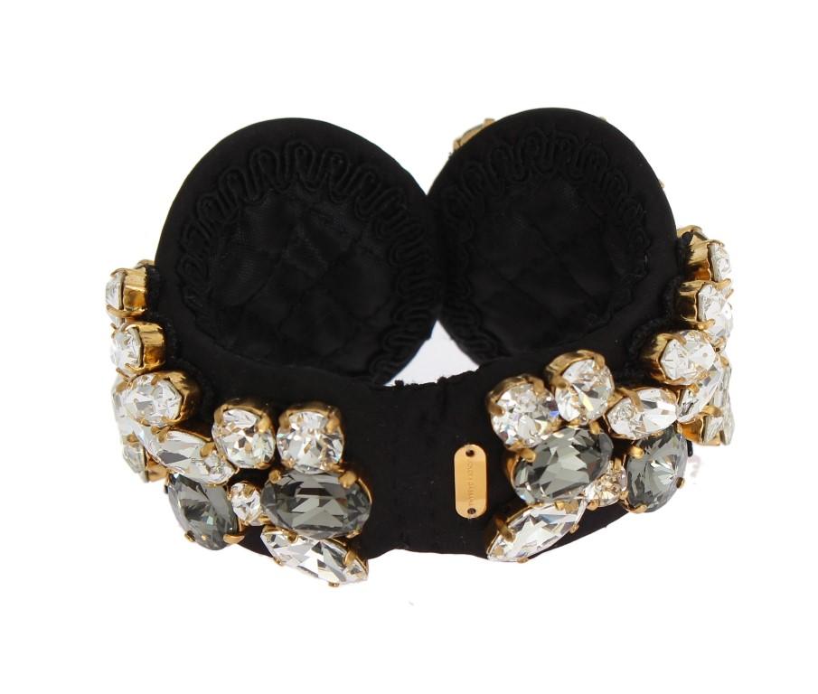 Black Silk Clear Gray Crystal Bracelet