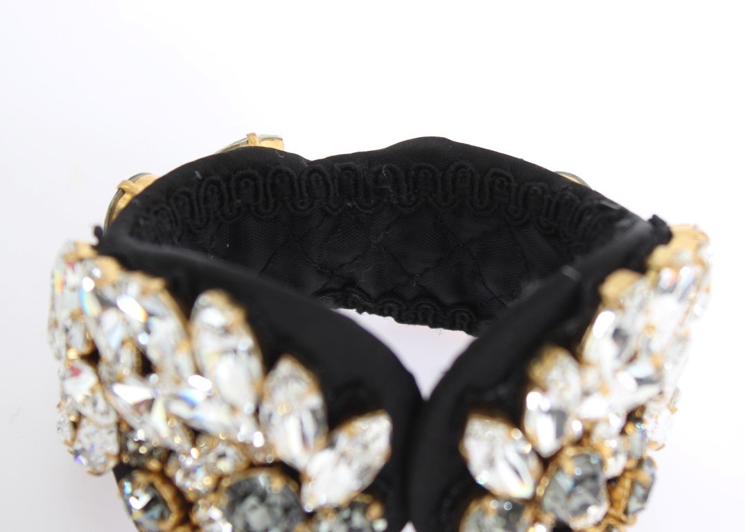 Black Silk Clear Gray Crystal Bracelet