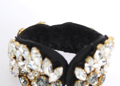 Black Silk Clear Gray Crystal Bracelet