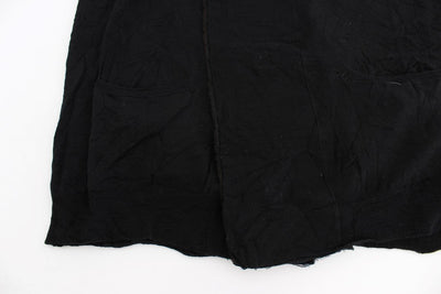 Black Fine Wool Button Cardigan