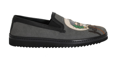 Gray Black Leather Loafers