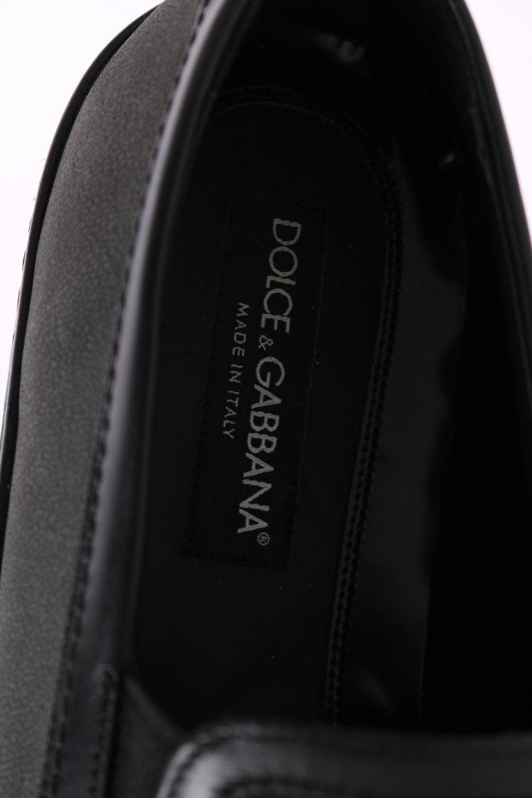 Gray Black Leather Loafers