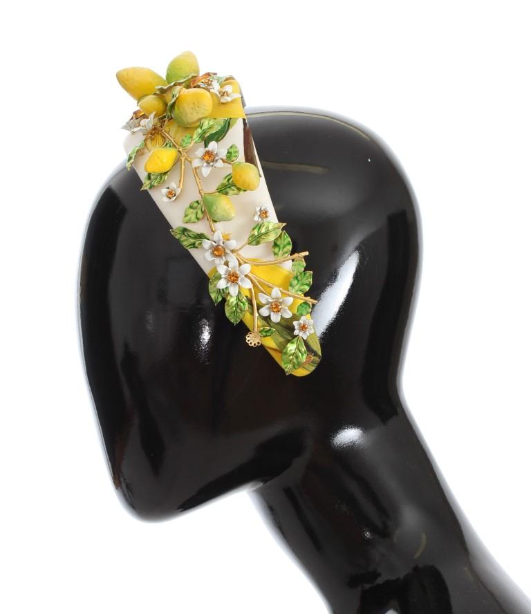 Multicolor Brass Lemon Crystal Floral Headband