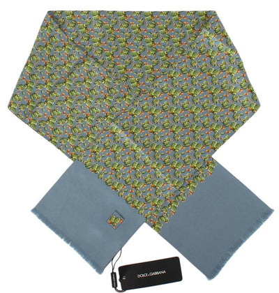 Blue Silk Cactus Print Scarf