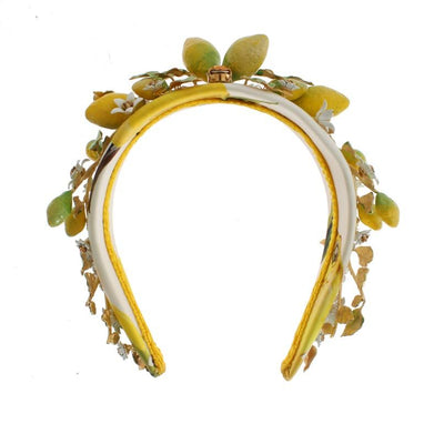 Multicolor Brass Lemon Crystal Floral Headband