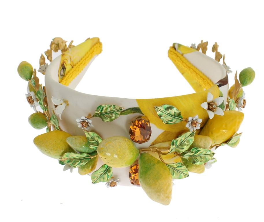Multicolor Brass Lemon Crystal Floral Headband