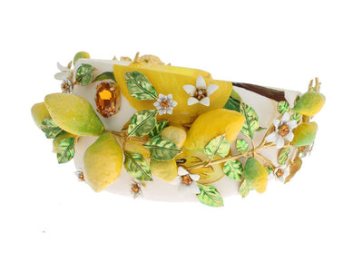 Multicolor Brass Lemon Crystal Floral Headband