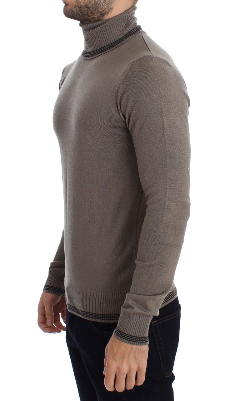 Beige Turtleneck Wool Blend Sweater
