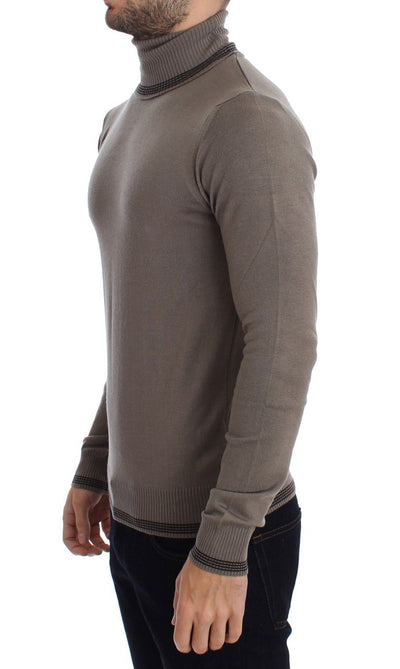 Beige Turtleneck Wool Blend Sweater