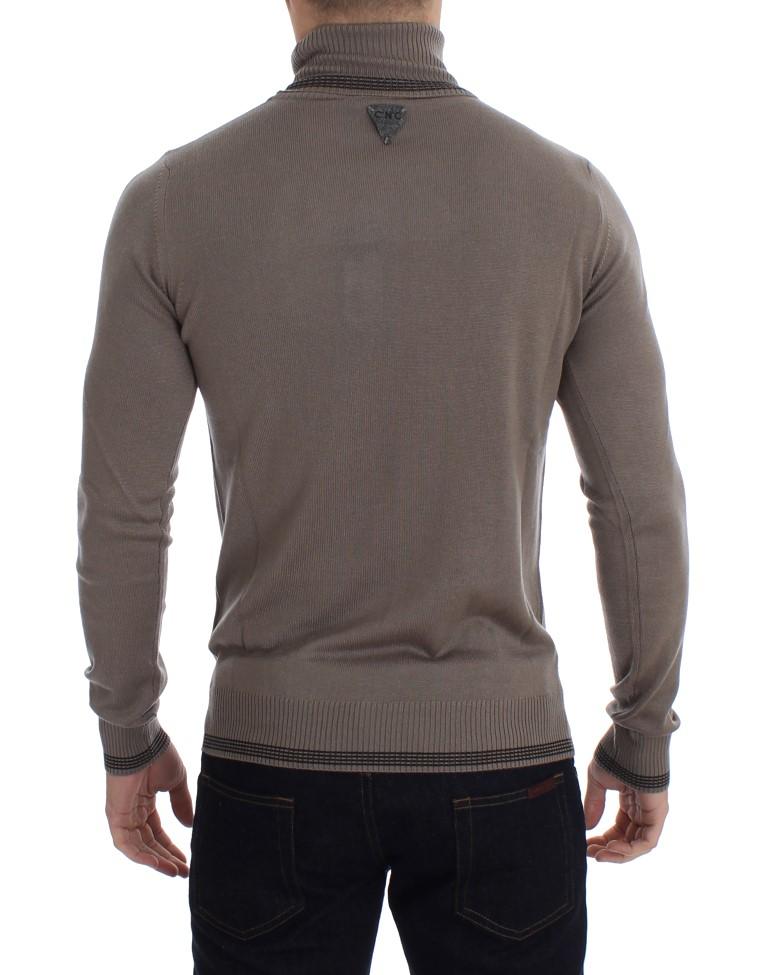 Beige Turtleneck Wool Blend Sweater