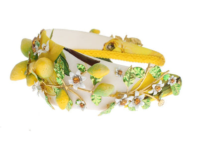 Multicolor Brass Lemon Crystal Floral Headband