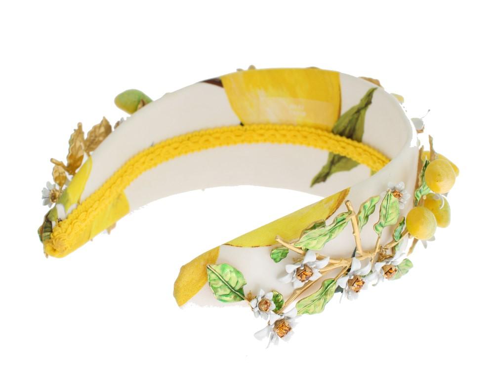 Multicolor Brass Lemon Crystal Floral Headband