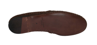 Brown Woven Viscose Flat Shoes