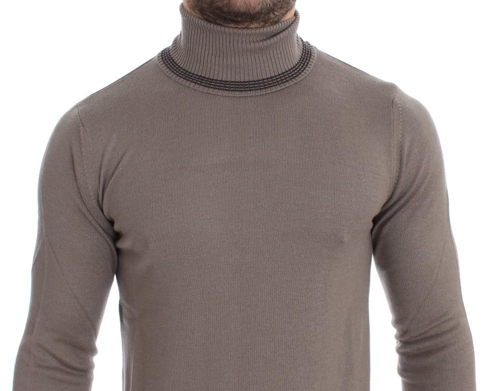 Beige Turtleneck Wool Blend Sweater