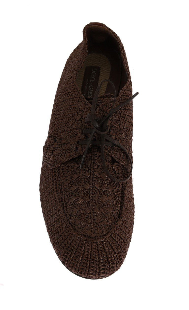 Brown Woven Viscose Flat Shoes