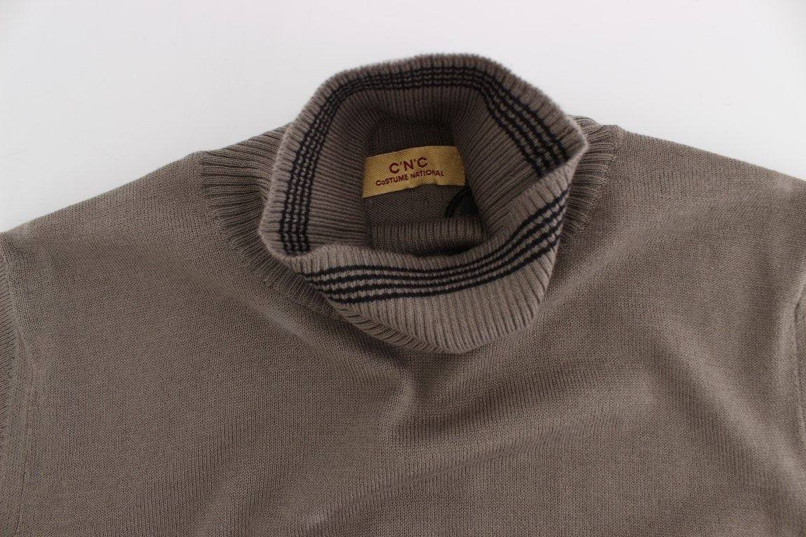 Beige Turtleneck Wool Blend Sweater