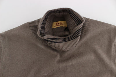 Beige Turtleneck Wool Blend Sweater